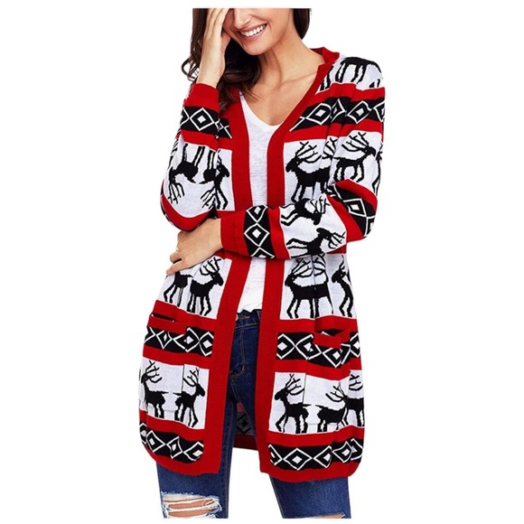 Merry Christmas Womens Size Small Cardigan Knit Sweater Holiday Long Sleeve Red - Picture 14 of 14